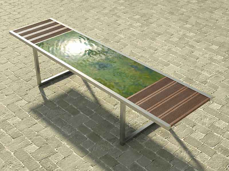 banc bi materiaux vert et marron